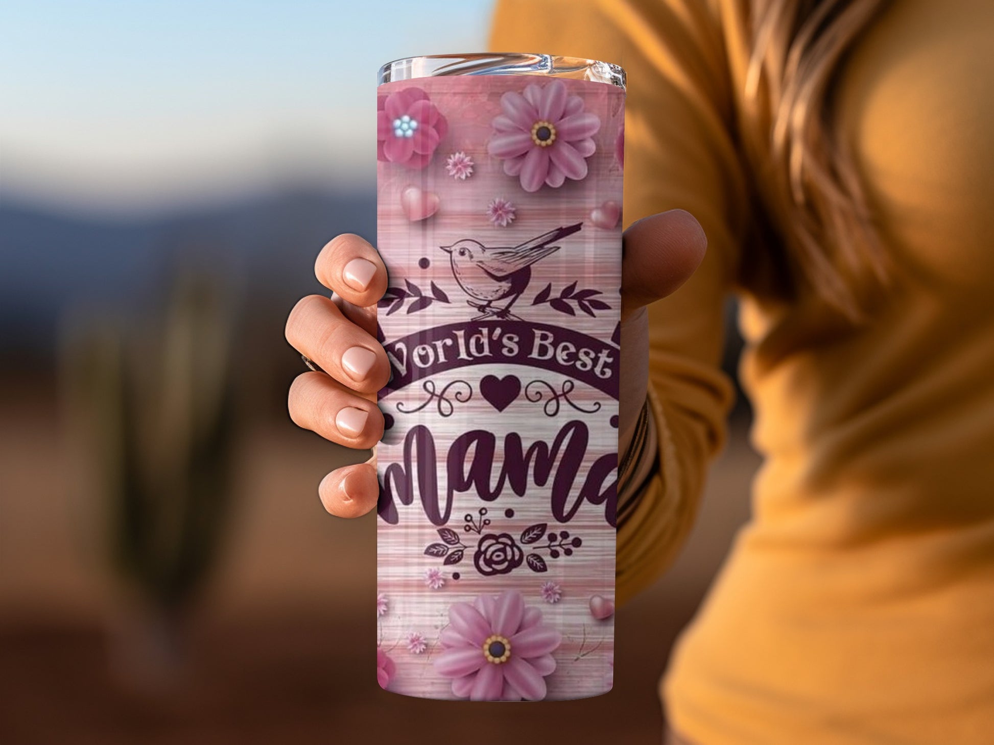 World's Best Mama Floral Tumbler for Mother's Day Gift