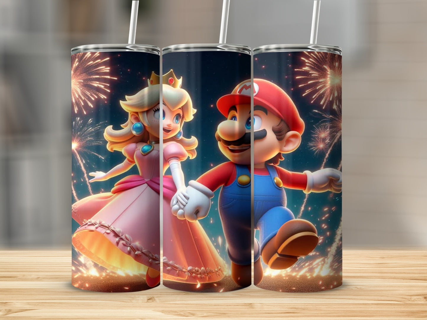 Princess and Plumber Fireworks Tumbler Cup