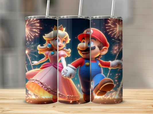 Princess and Plumber Fireworks Tumbler Cup