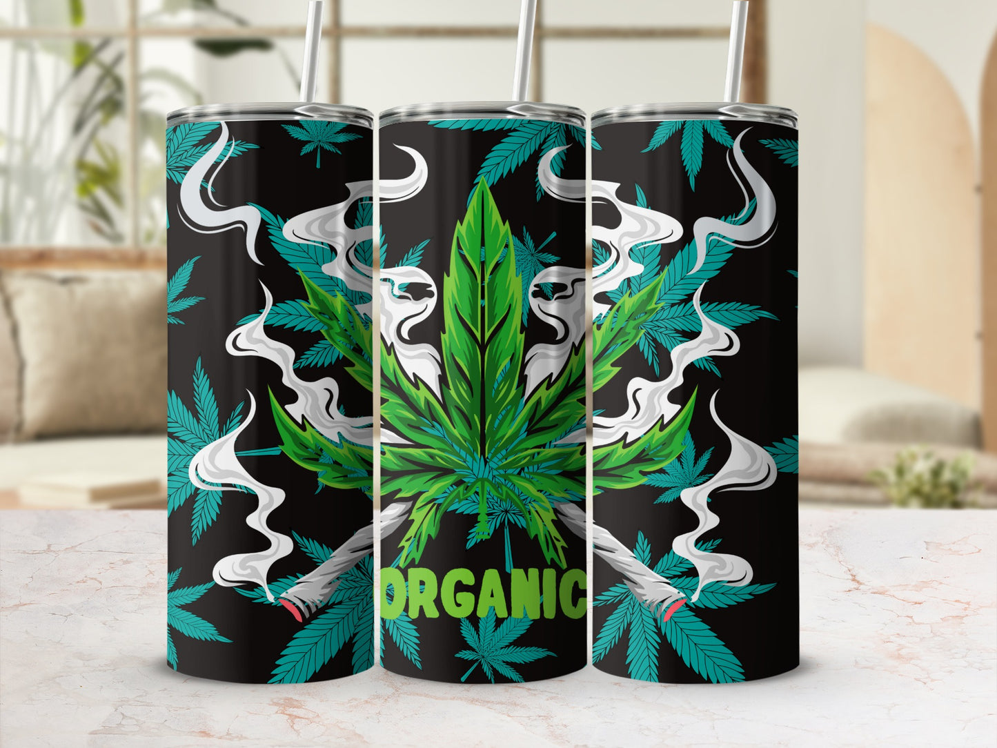 Organic Cannabis Leaf Design Tumbler Cup