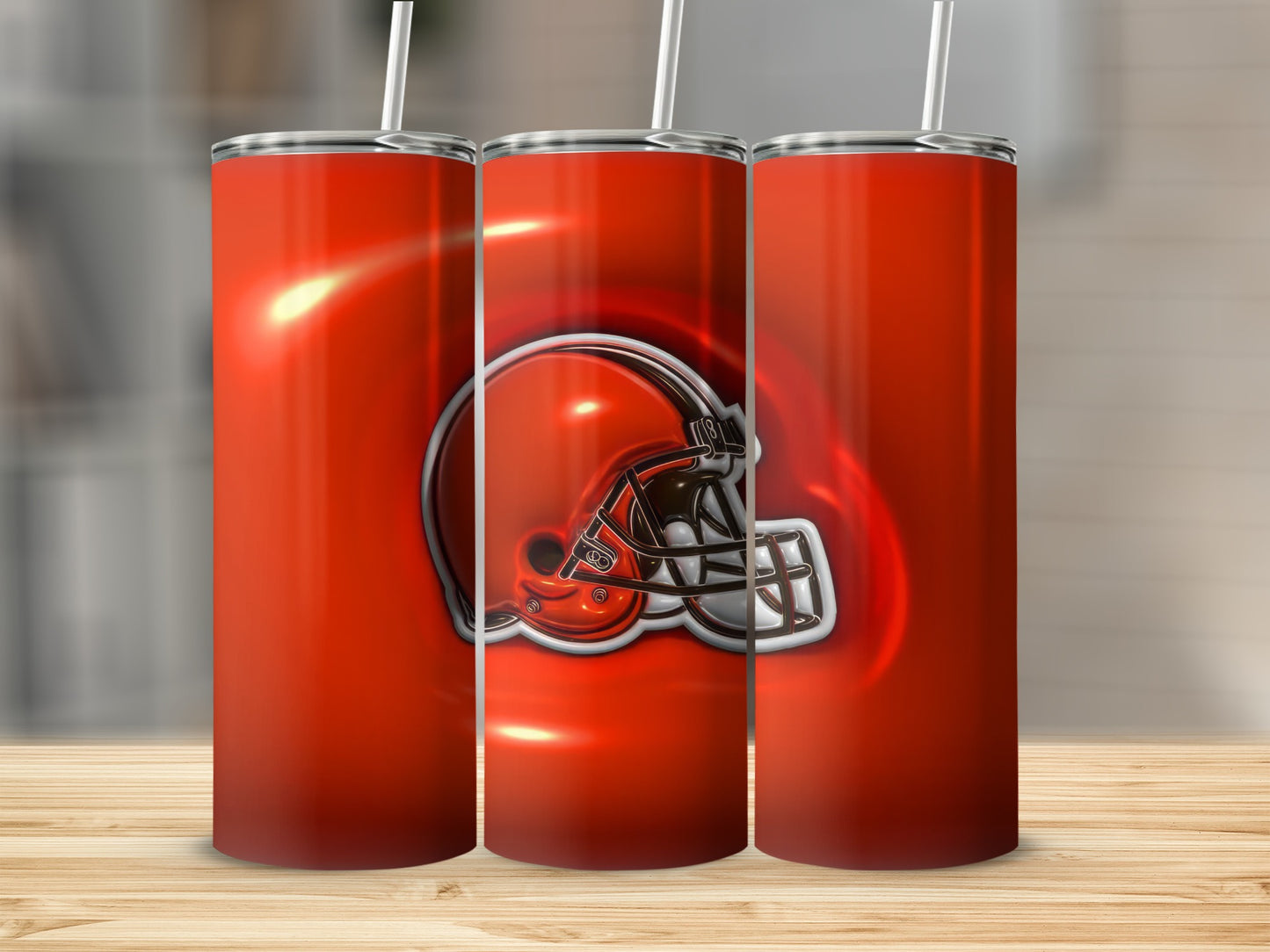 Browns Helmet Against Orange Background Cleveland Tumblers