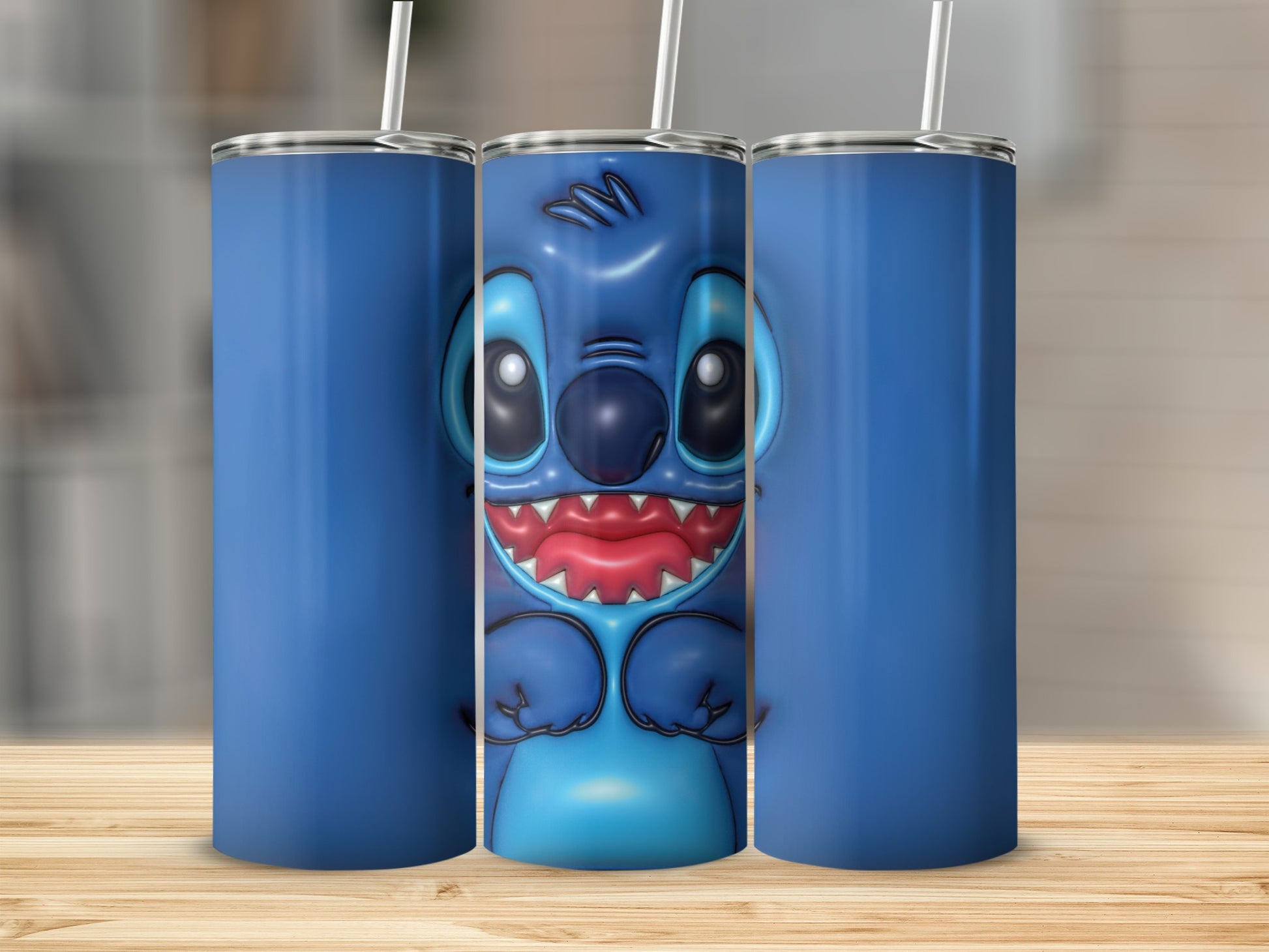 Cute Blue Cartoon Character Drink Tumbler