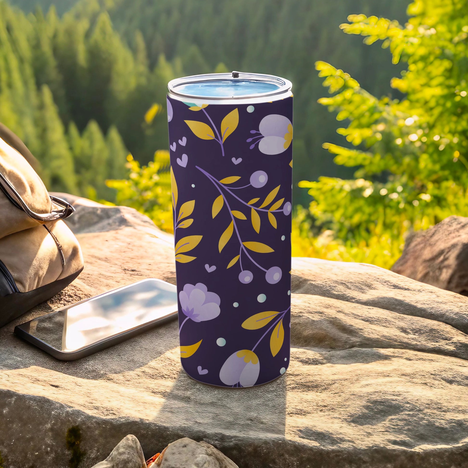 Floral and Leaf Pattern Insulated Tumbler Product