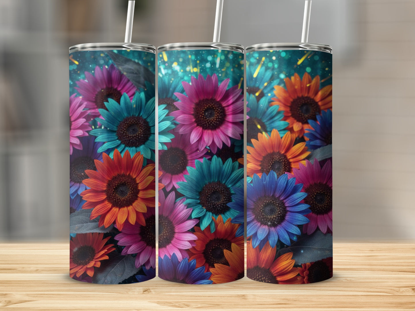 Floral Design Colorful Tumblers Ideal for Gifting