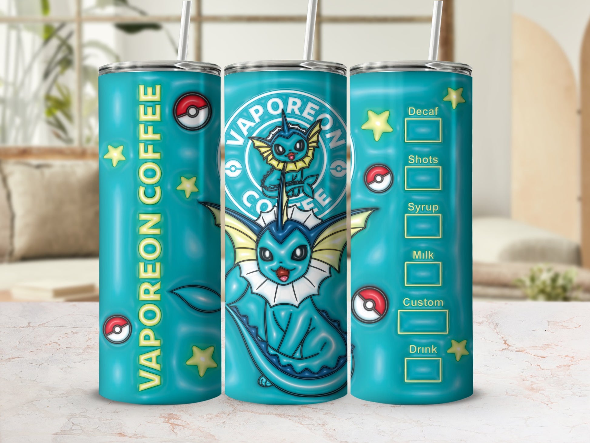 Vaporeon Coffee Customizable Travel Tumbler