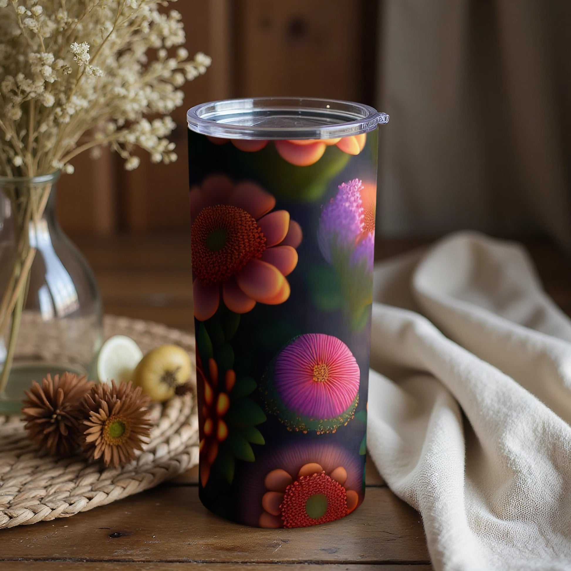 Colorful Floral Print Tumbler for Beverages