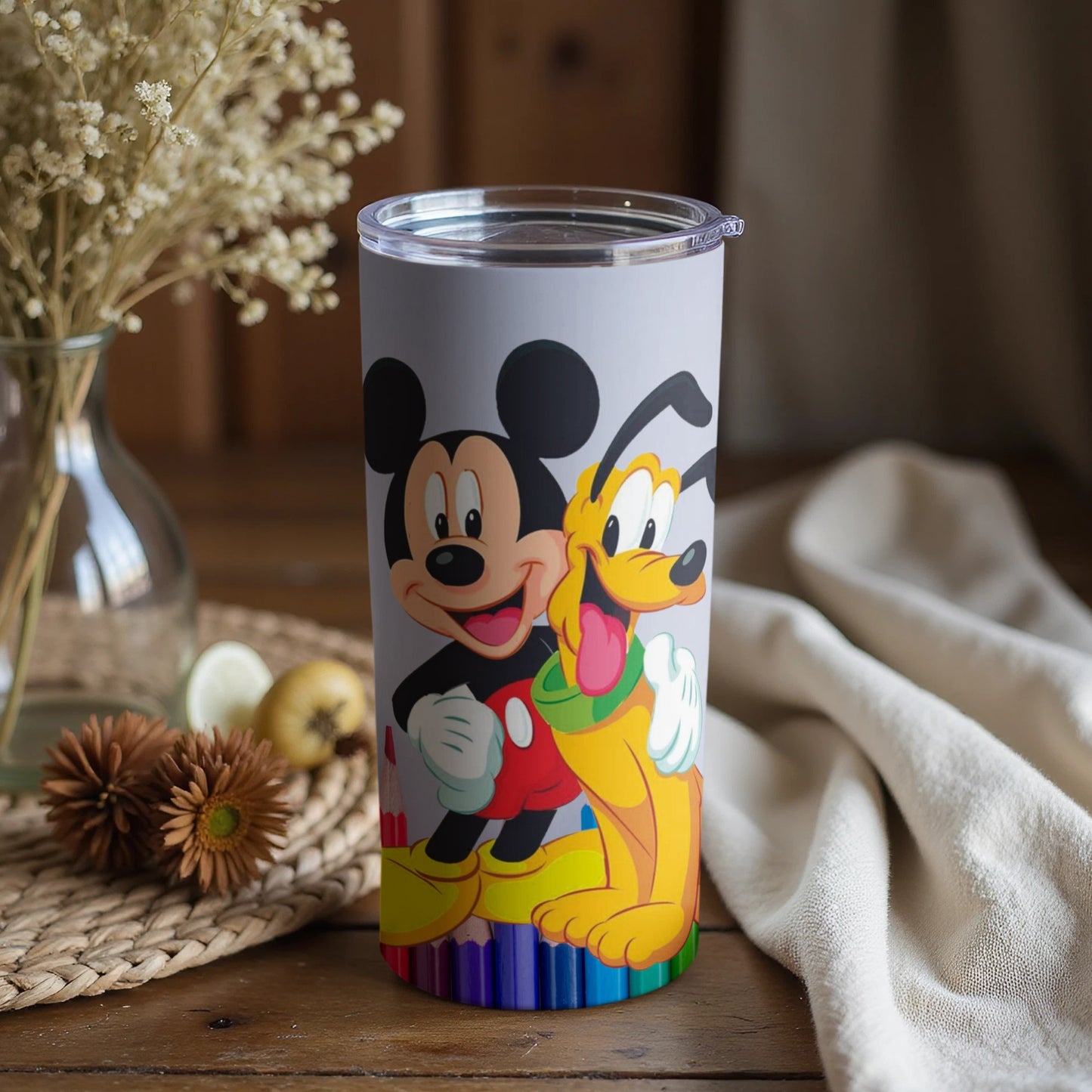 Mickey and Pluto Colorful Tumbler for Kids and Adults
