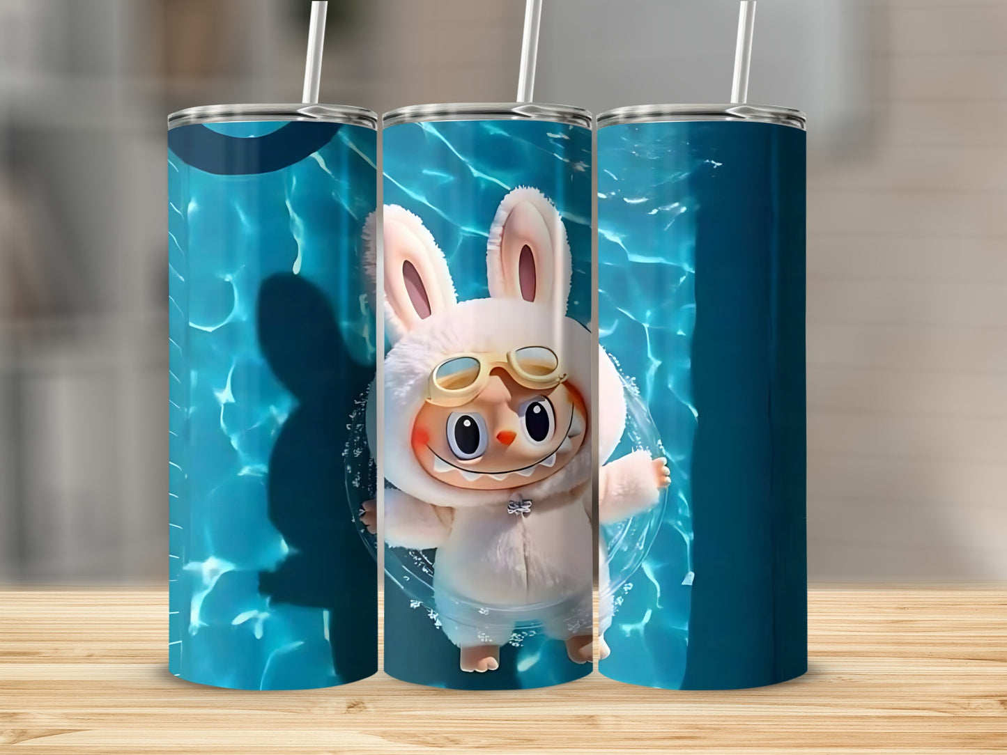 Cute Bunny in Pool Tumbler Fun Animal Design