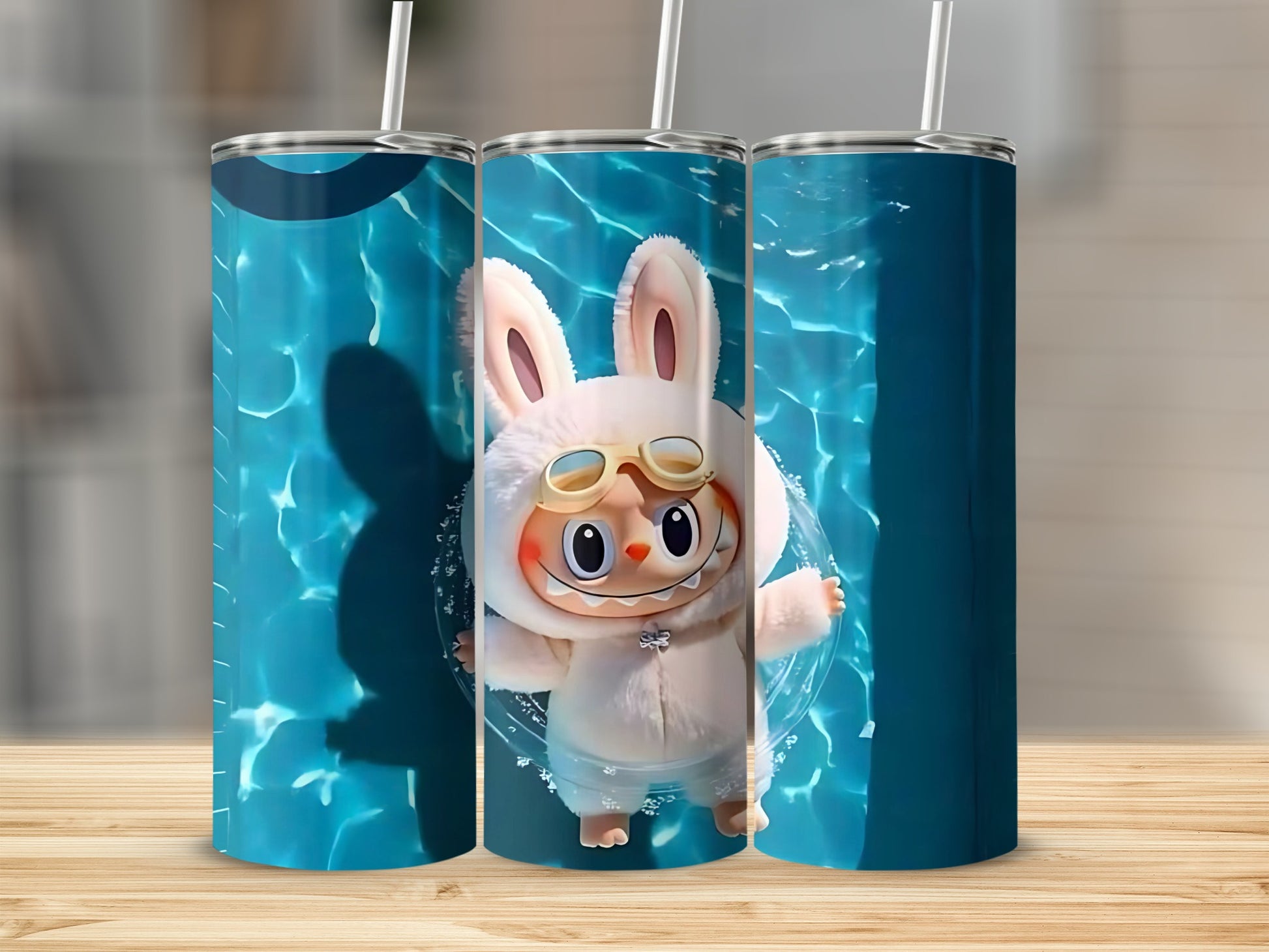 Cute Bunny in Pool Tumbler Fun Animal Design
