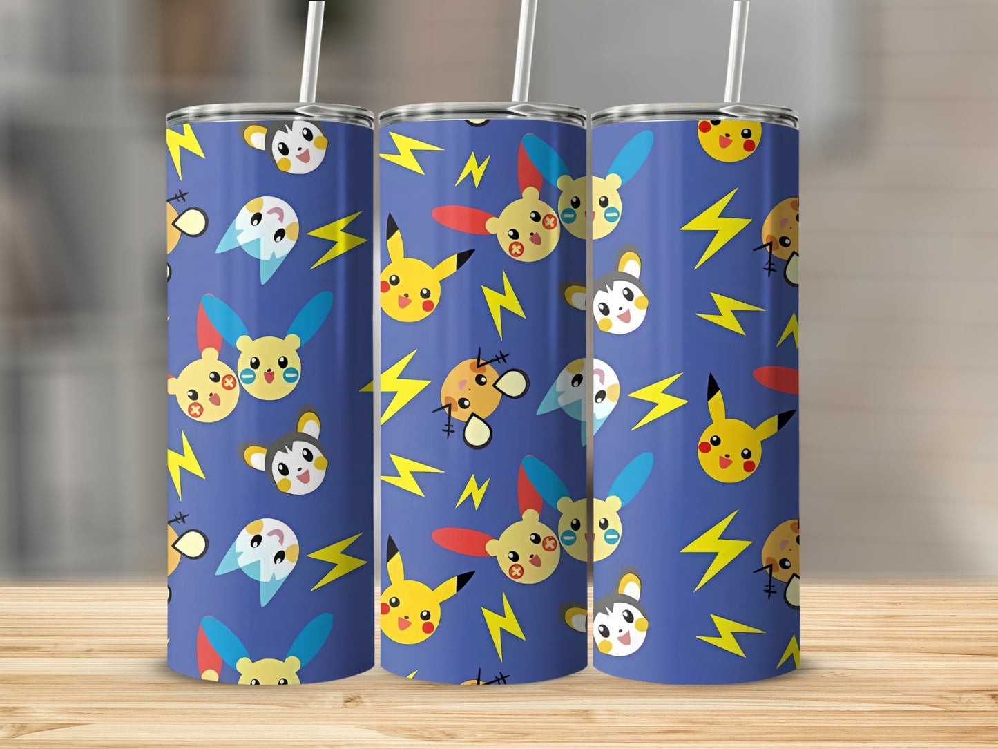 Cute Cartoon Characters Blue Pattern Tumbler Product