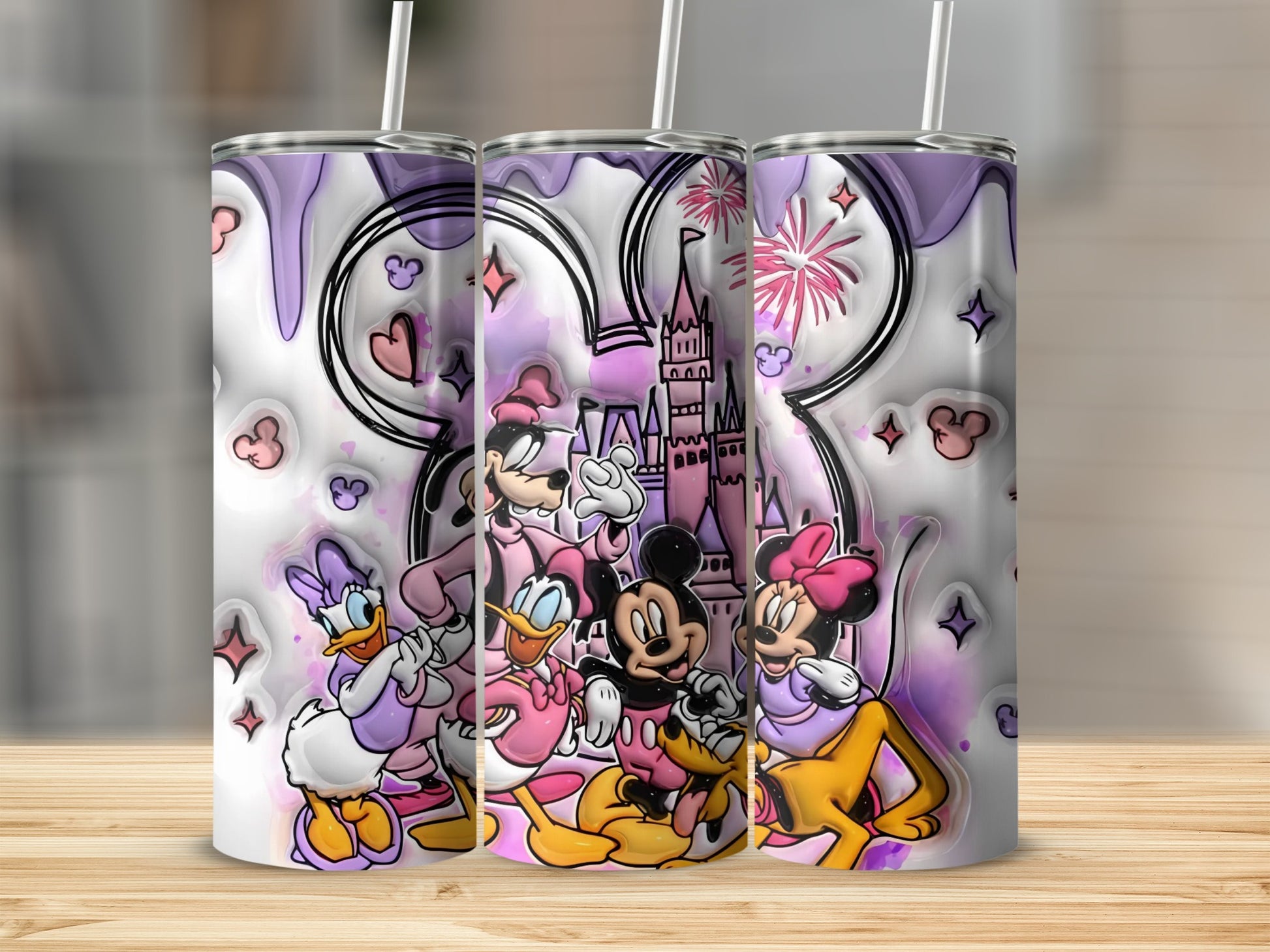 Disney Character Theme Tumbler with Castle Design