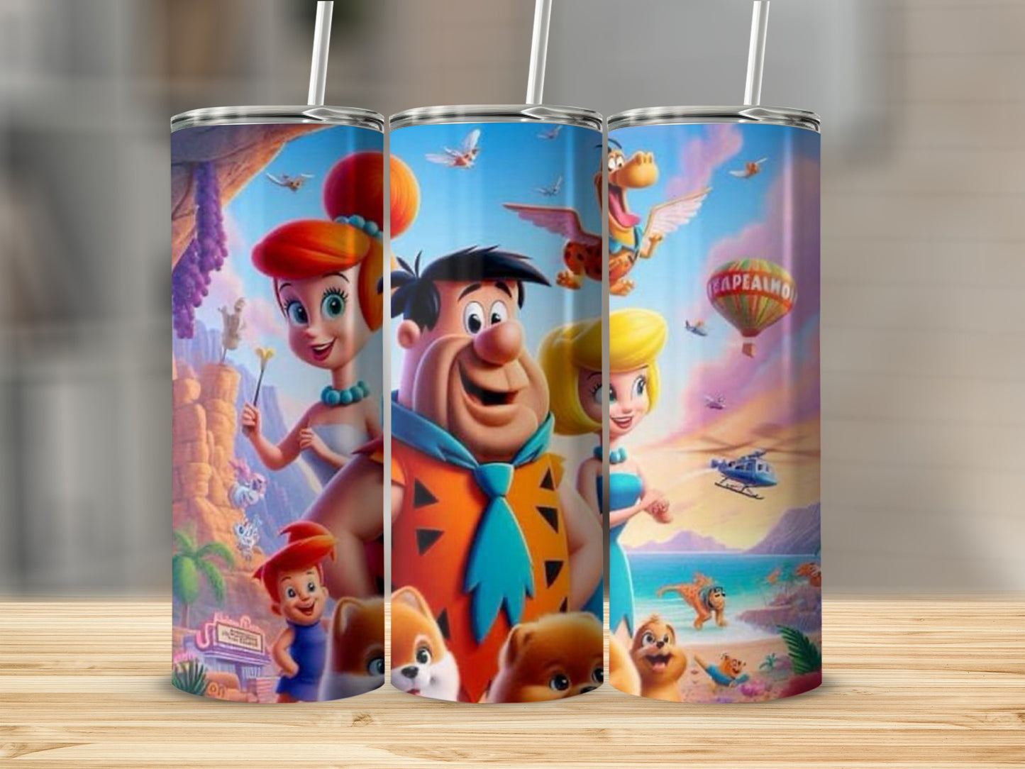 Colorful animated family adventure themed drink tumbler