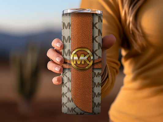 Stylish MK Patterned and Leather Accent Tumbler