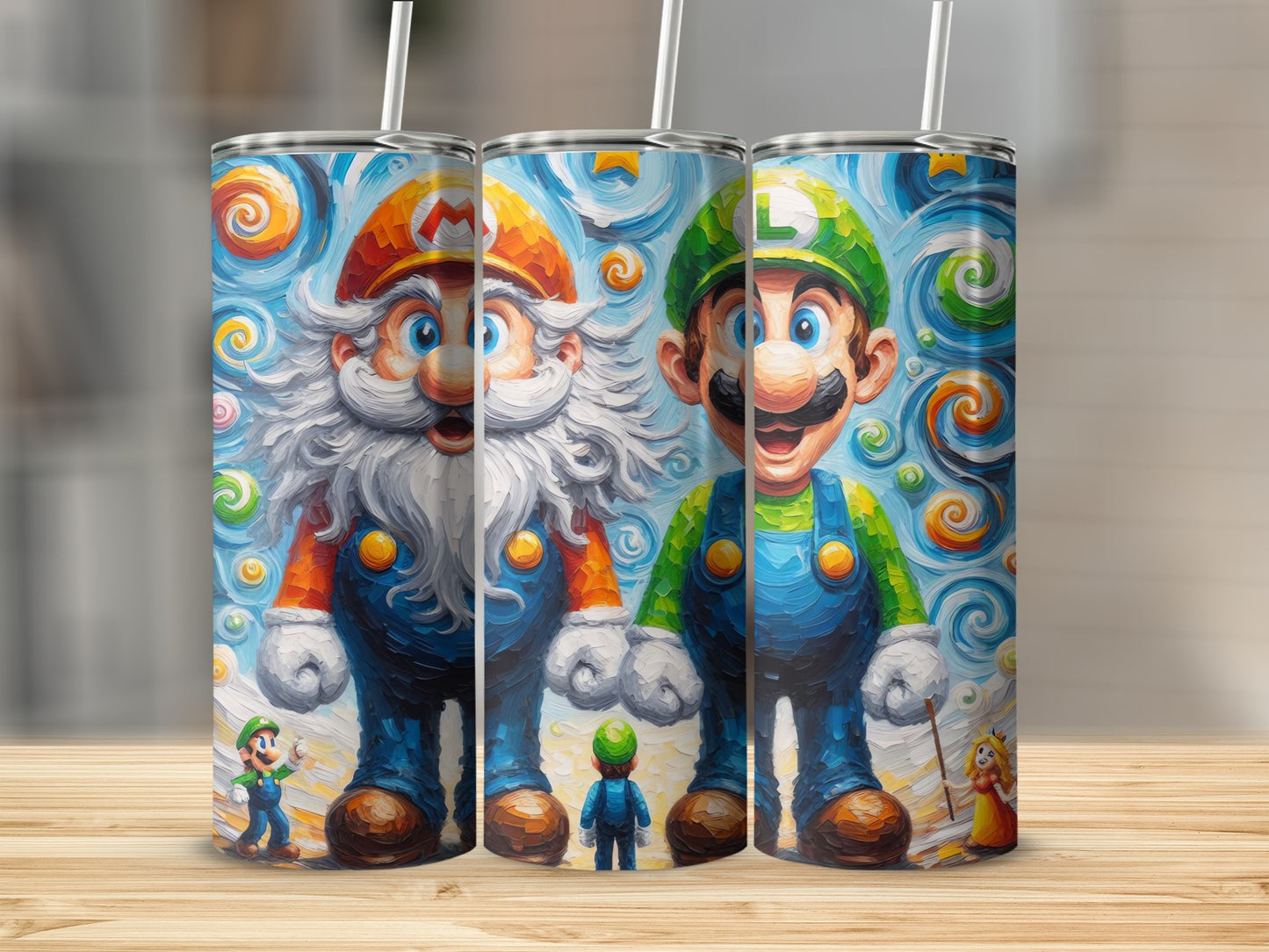 Vibrant Mario and Luigi Themed Tumbler with Straw
