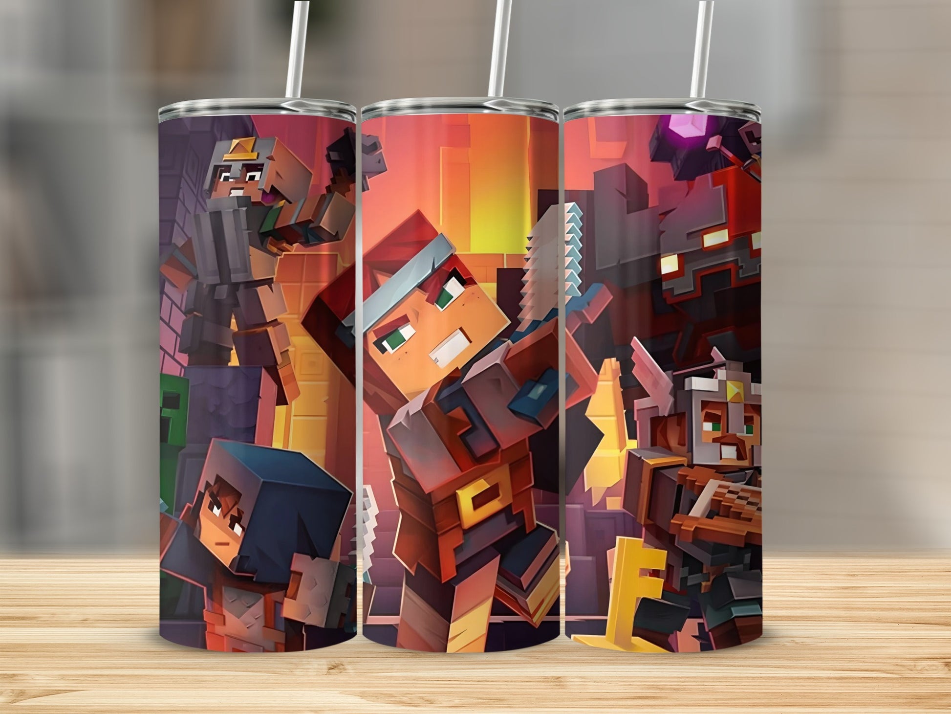 Vibrant Pixel Art Themed Adventure Tumbler Cup
