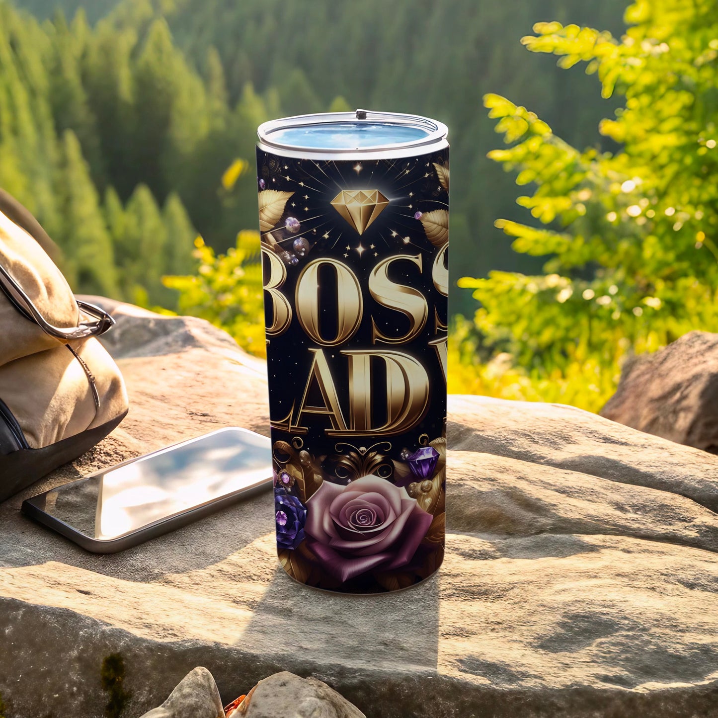 Boss Lady Floral and Diamond Design Bottle