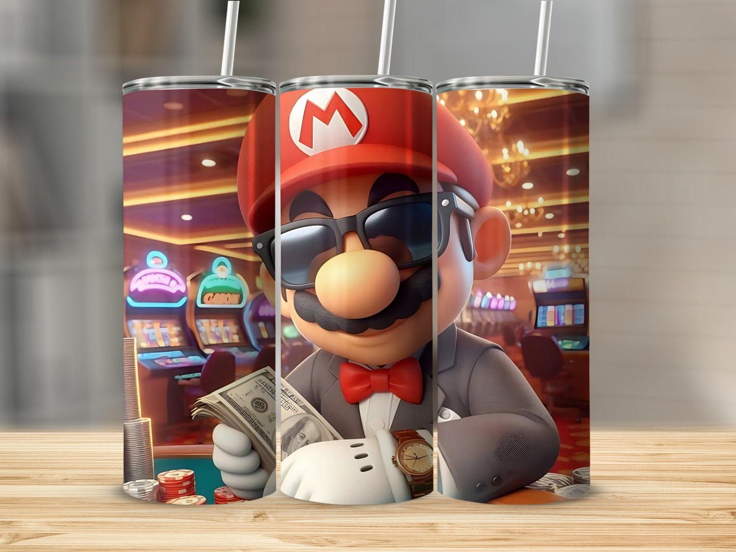 Cool Cartoon Character with Money Design Tumbler Cup