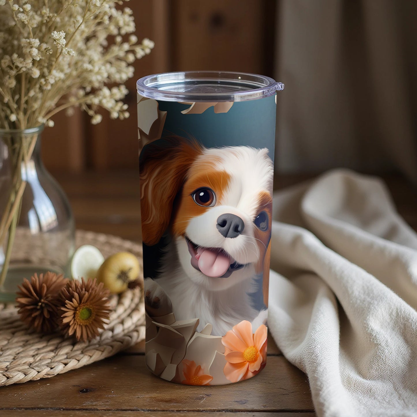 Happy Puppy Dog Flowers Burst Design Tumbler product type
Dog
Puppy
Cavalier
Spaniel
Canine
Pet
Doglover
Happy
Smiling
Floral
Flower
Tumbler
Travelmug
Drinkware
Gift
Cute
Joyful
Unique
Aesthetic
Artwork