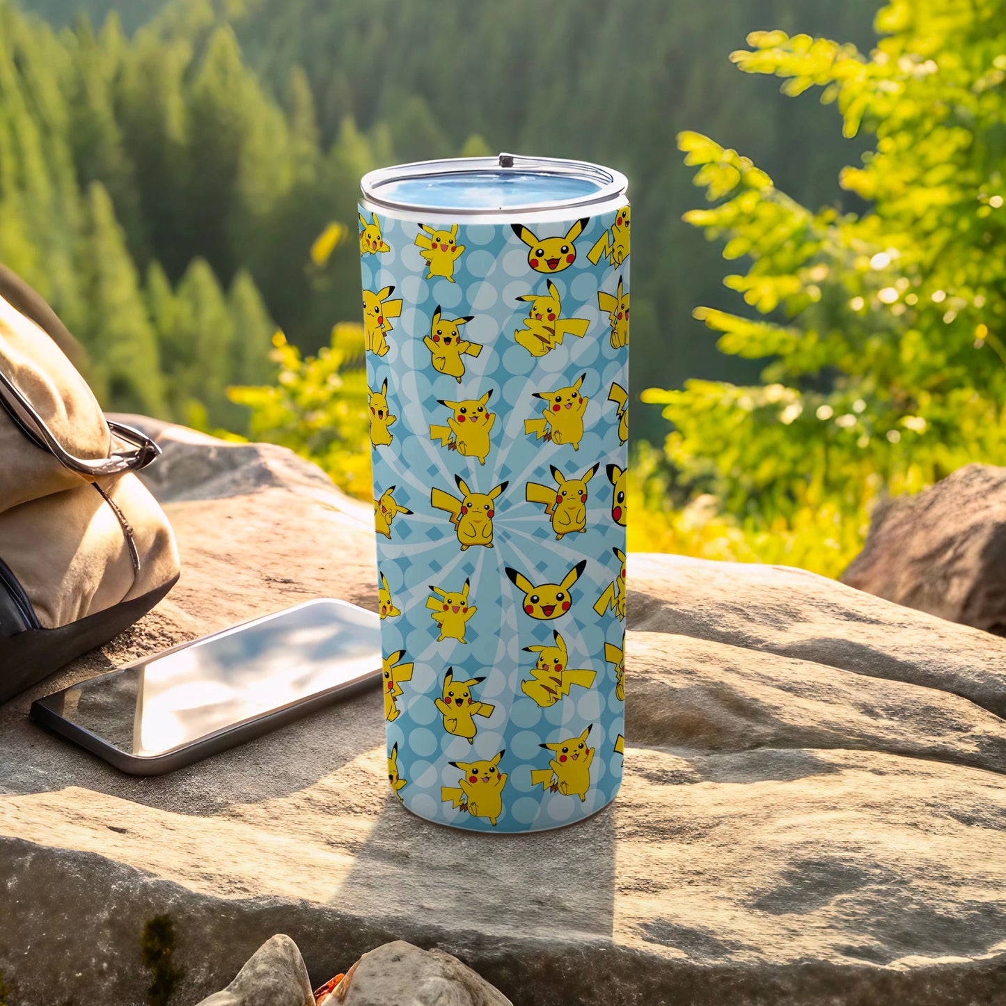 Pikachu Patterned Travel Tumbler for Outdoor Adventures
