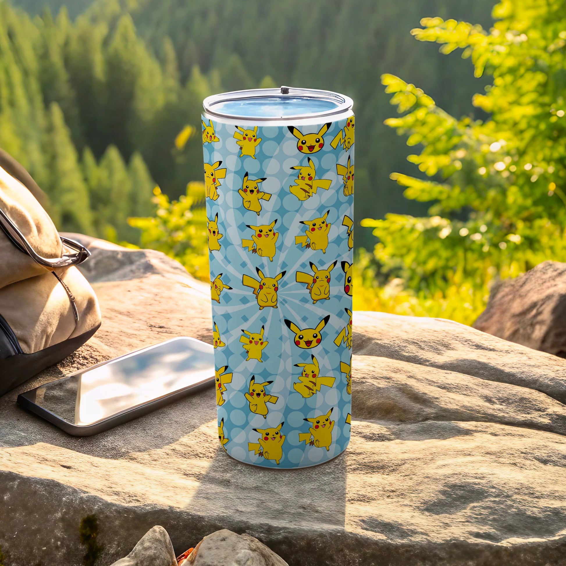 Pikachu Patterned Travel Tumbler for Outdoor Adventures