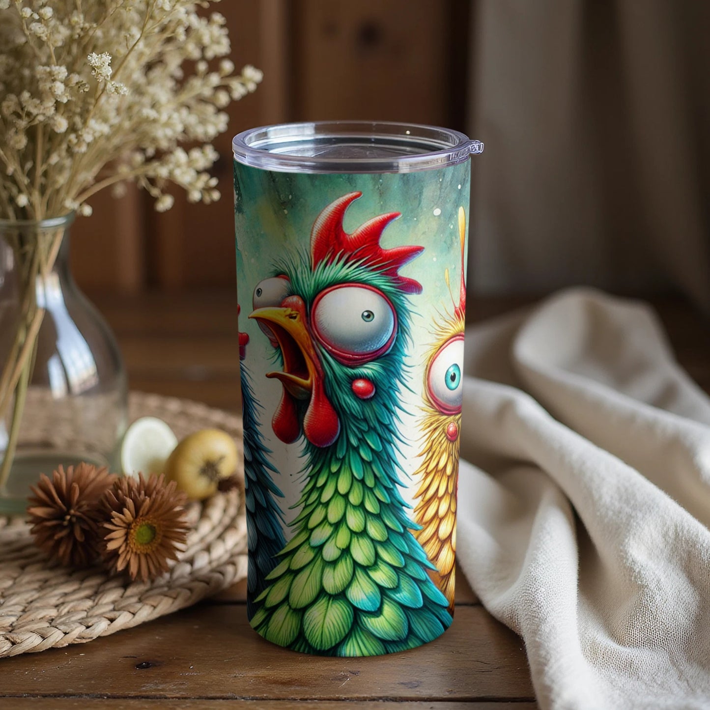 Colorful Cartoon Chicken Design Insulated Tumbler