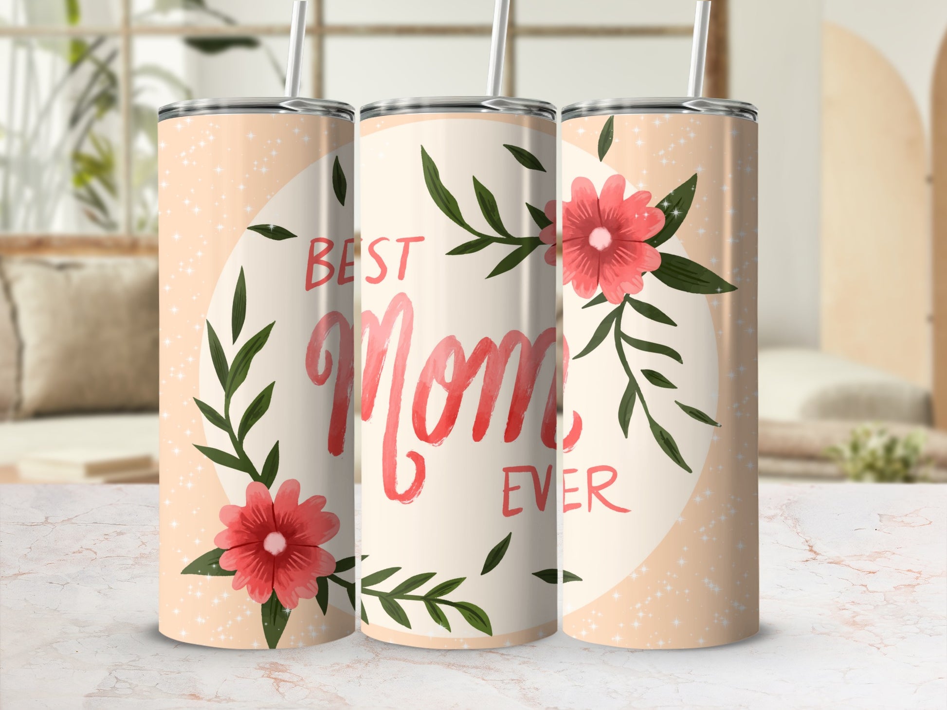 Best Mom Ever Floral Design Tumbler for Mothers