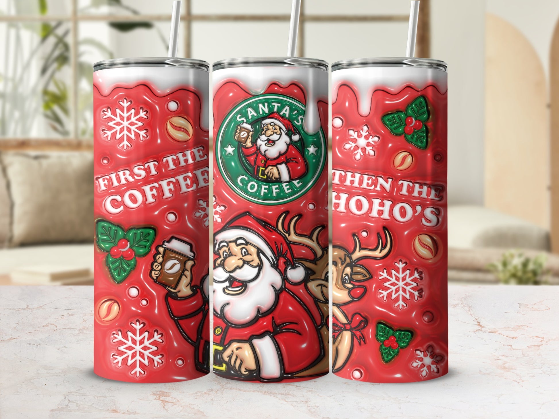 Santa's Coffee First the Coffee Then the Hoho's tumbler