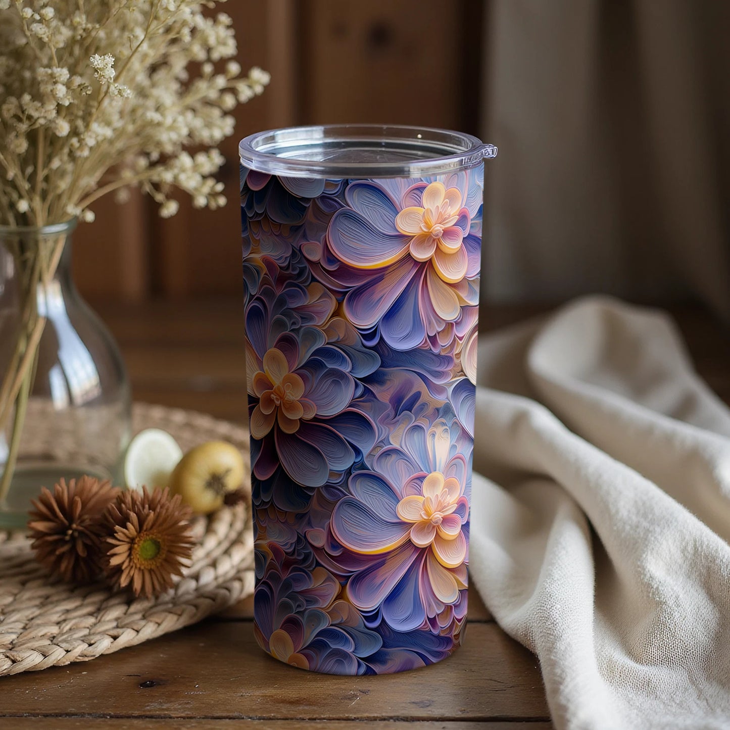 Stunning Floral Insulated Travel Tumbler Cup 20 oz