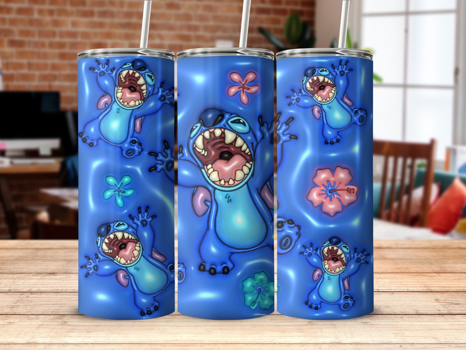 Fun Animated Blue Character Design Tumbler Cup