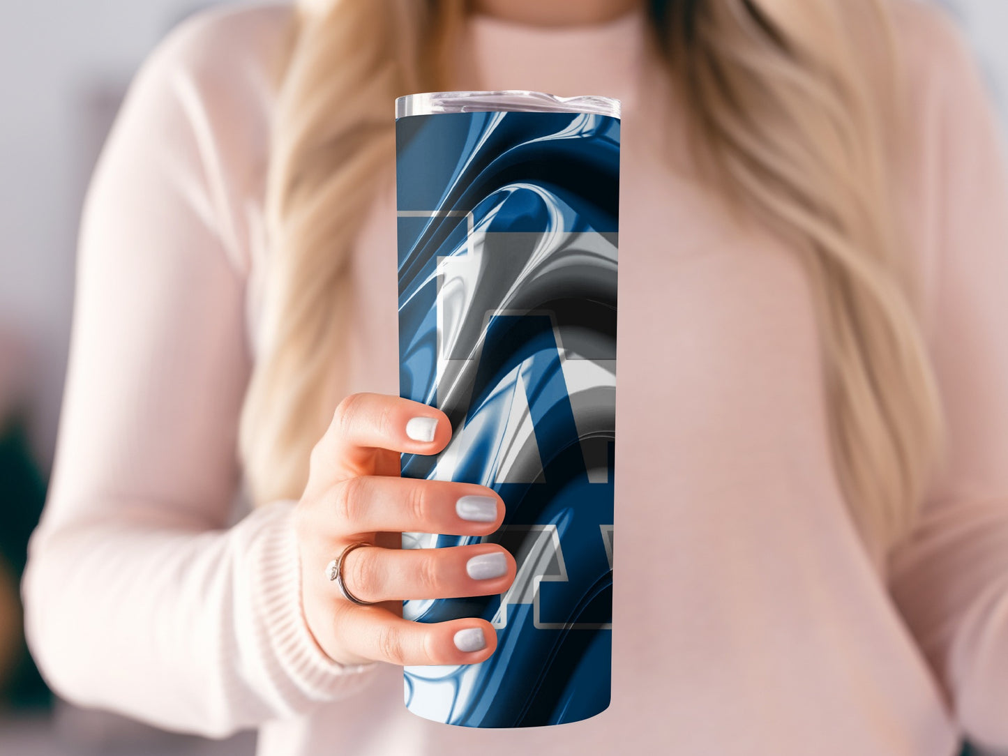 LA Patterned Dark Blue Elegant Abstract Artistic Tumblers