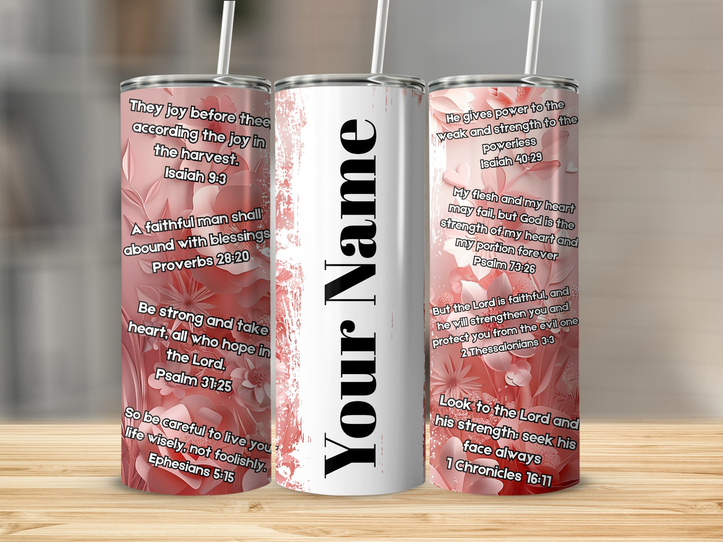 Personalized Scripture Design Tumbler with Inspirational Quotes