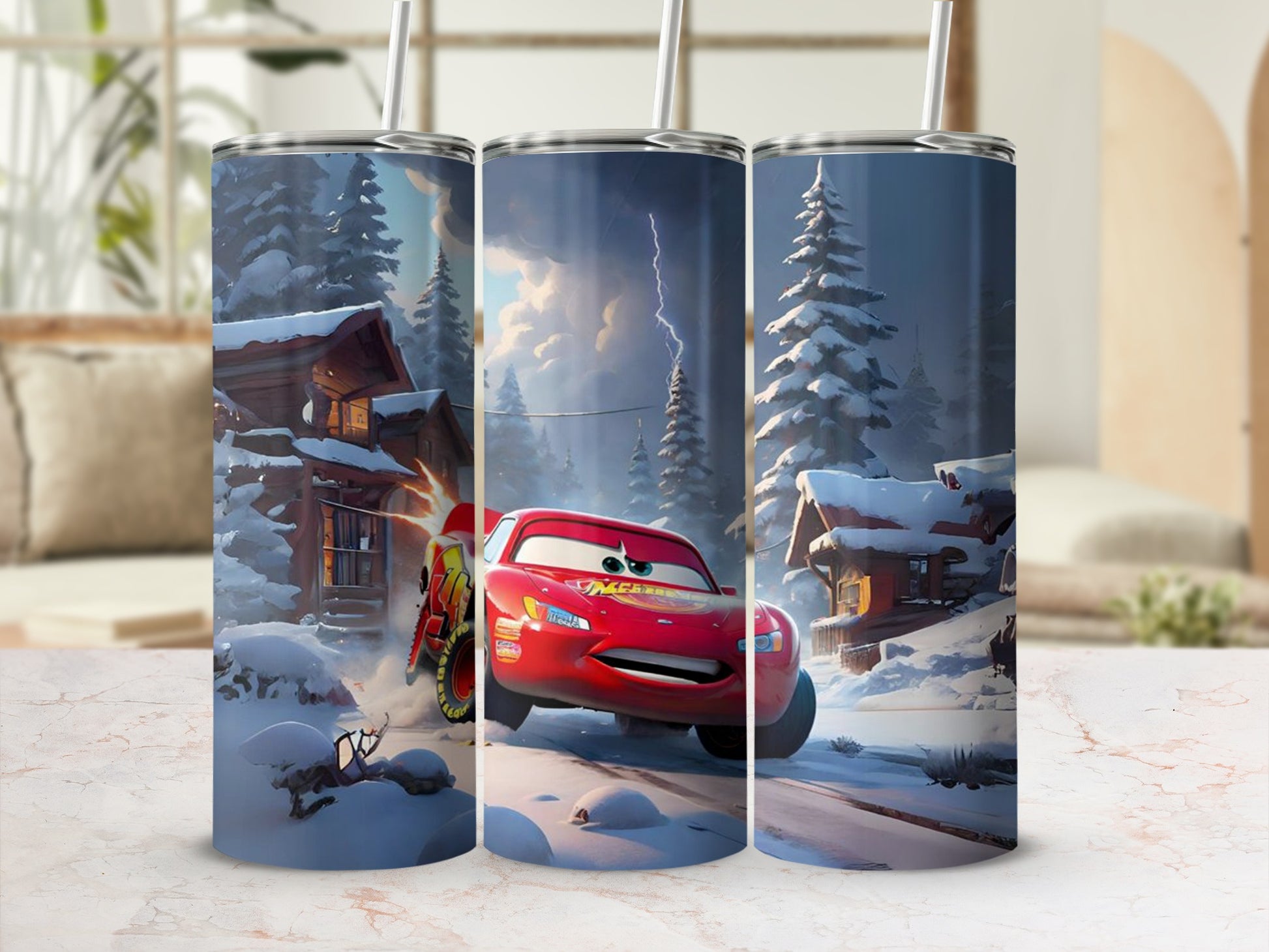 Lightning McQueen Winter Wonderland Travel Mug