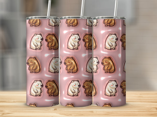 Cute Cartoon Bear Patterns Pink Tumbler