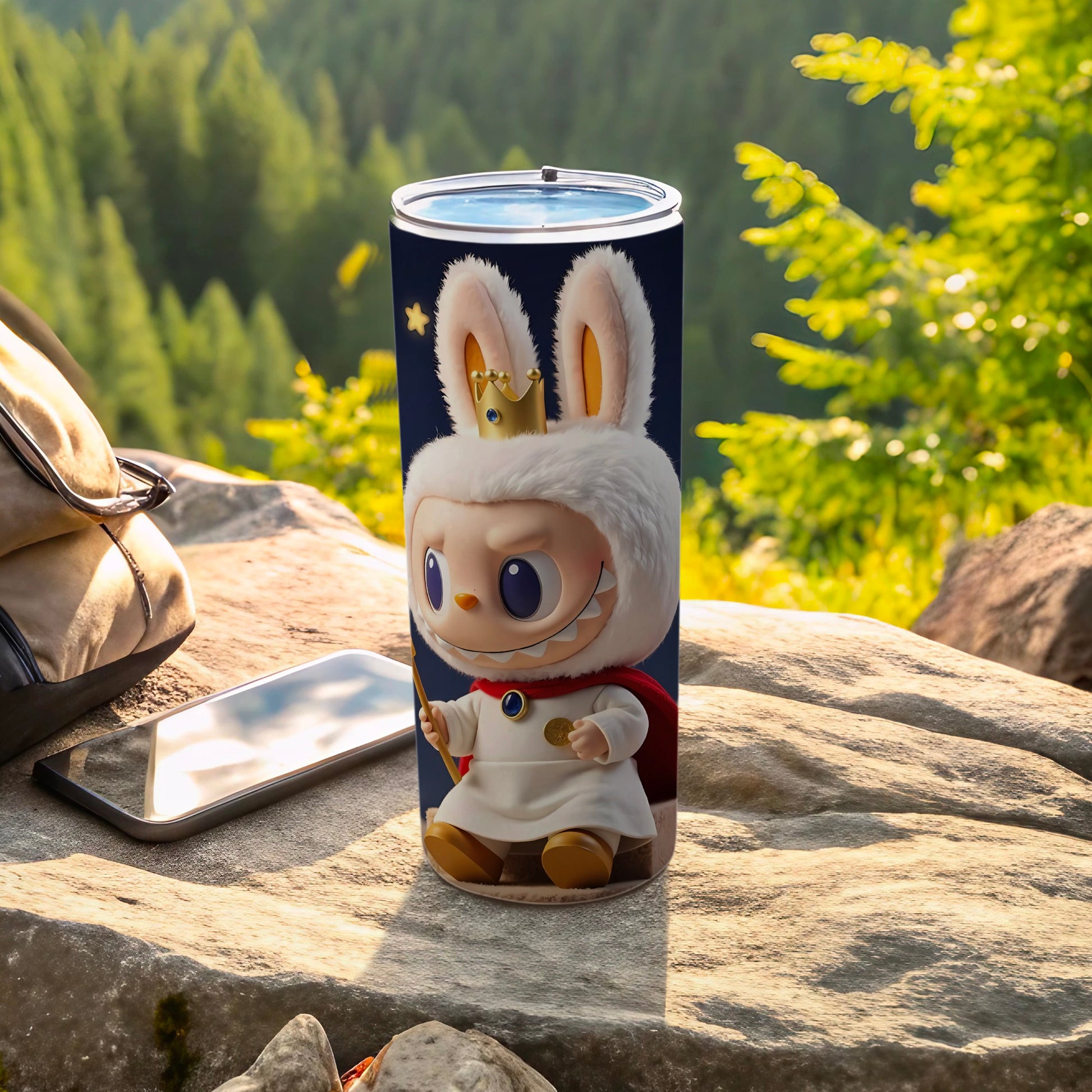Cute Cartoon Bunny King Tumbler Cup for Outdoor Use