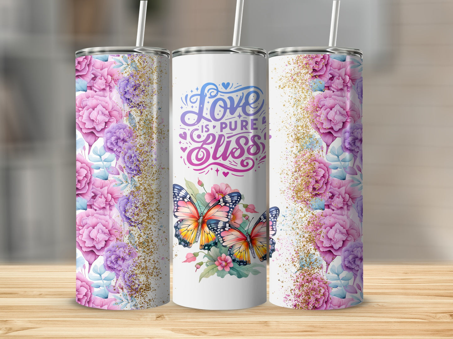 Beautiful Floral and Butterfly Design Tumblers product