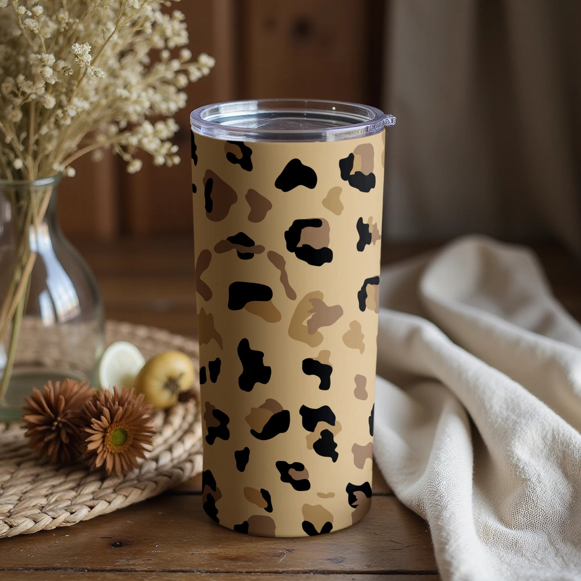 Leopard Print Tumbler Mug for Stylish Beverages
