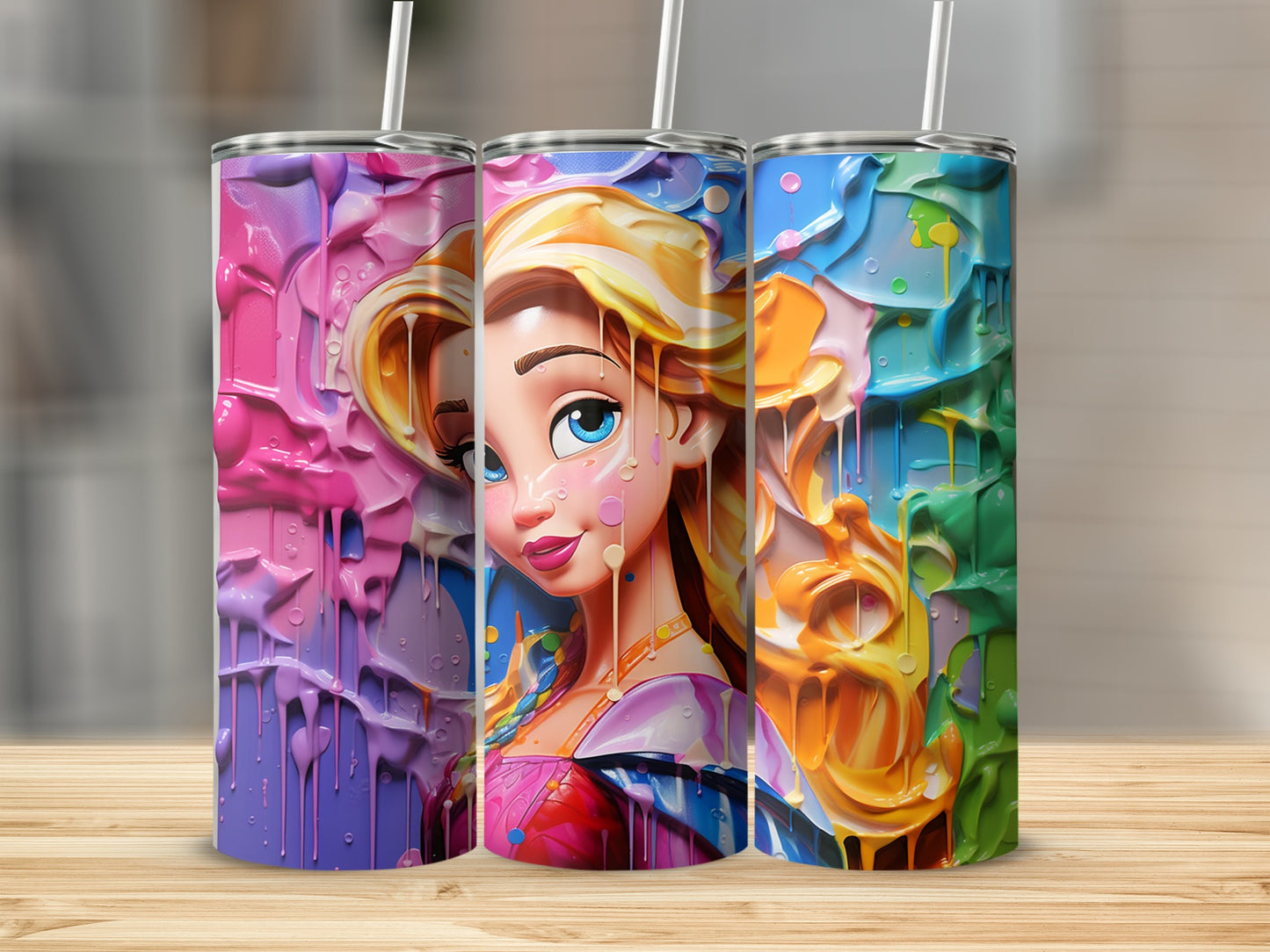 Vibrant Illustrated Princess Design Tumbler Cup