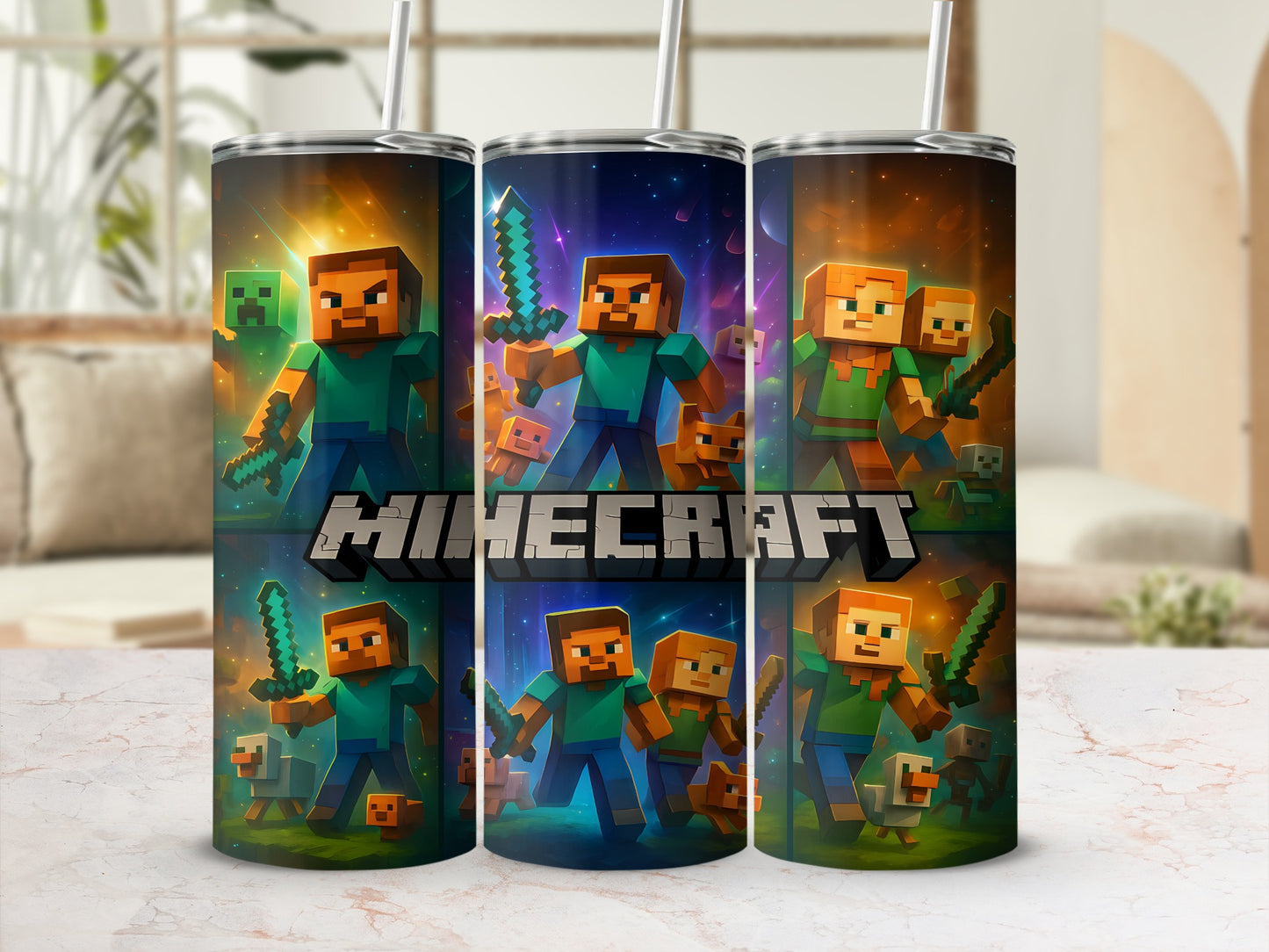 Minecraft Characters Themed Tumbler 20oz Stainless Steel
