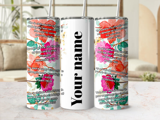 Personalized Floral Bible Verse Insulated Tumbler