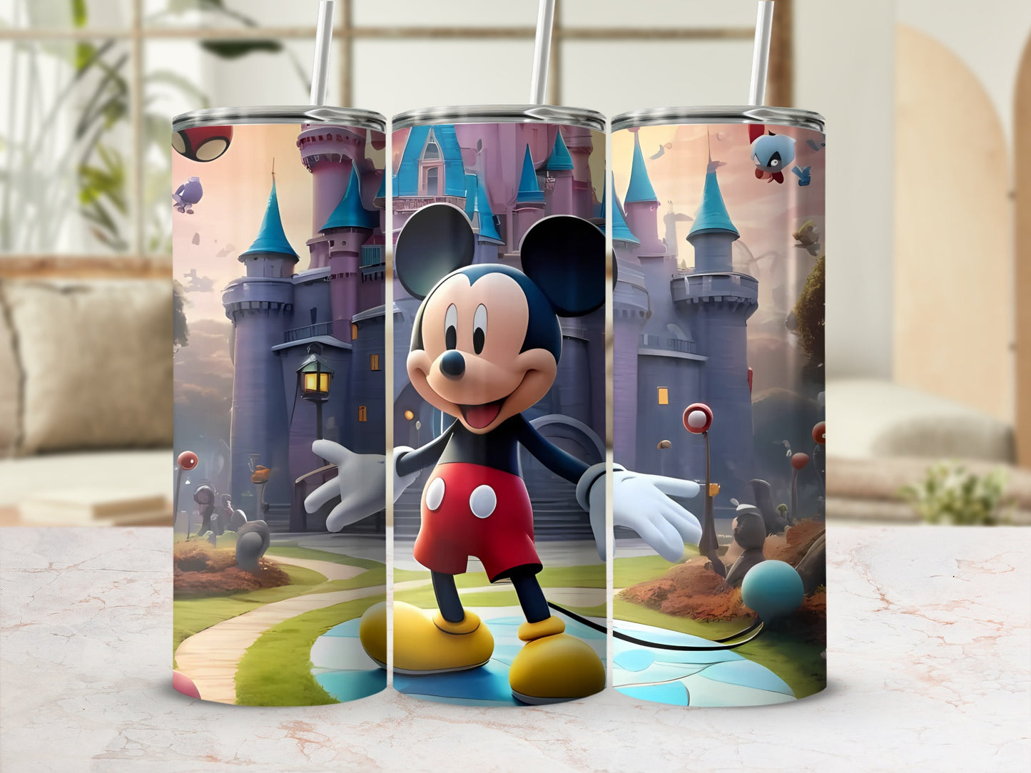 Cartoon Castle Scene with Iconic Character Tumbler