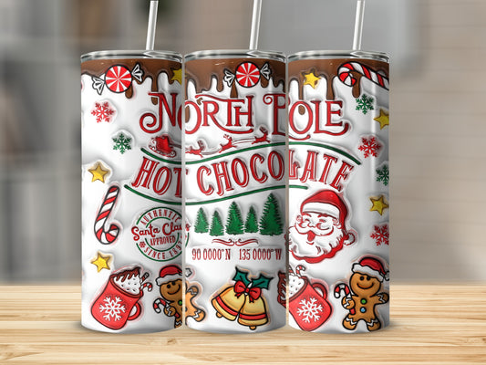 North Pole Hot Chocolate Santa Claus Design Tumbler