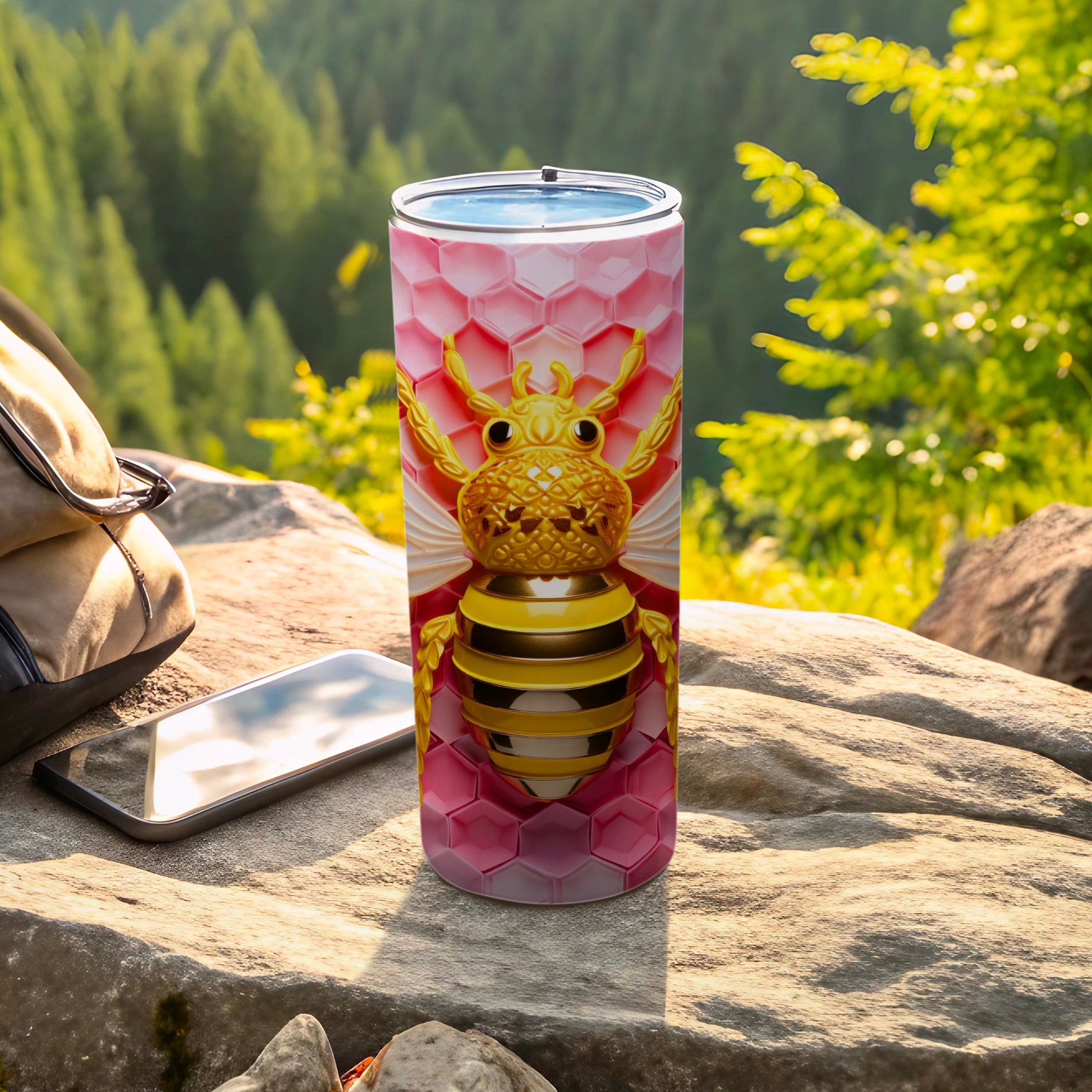 Golden Bee Design Pink Honeycomb Pattern Tumbler product type
Tumbler, Golden Bee, Honeycomb Design, Pink Pattern, Bee Art, Drinkware, Travel Tumbler, Insect Motif, Nature Design, Unique Gift, Bee Lover, Pink Honeycomb, Gold Bee, Outdoor Use, Beverage Tumbler, Cute Bee, Wildlife Art, Abstract Honeycomb, Patterned Cup, Summer Vibe