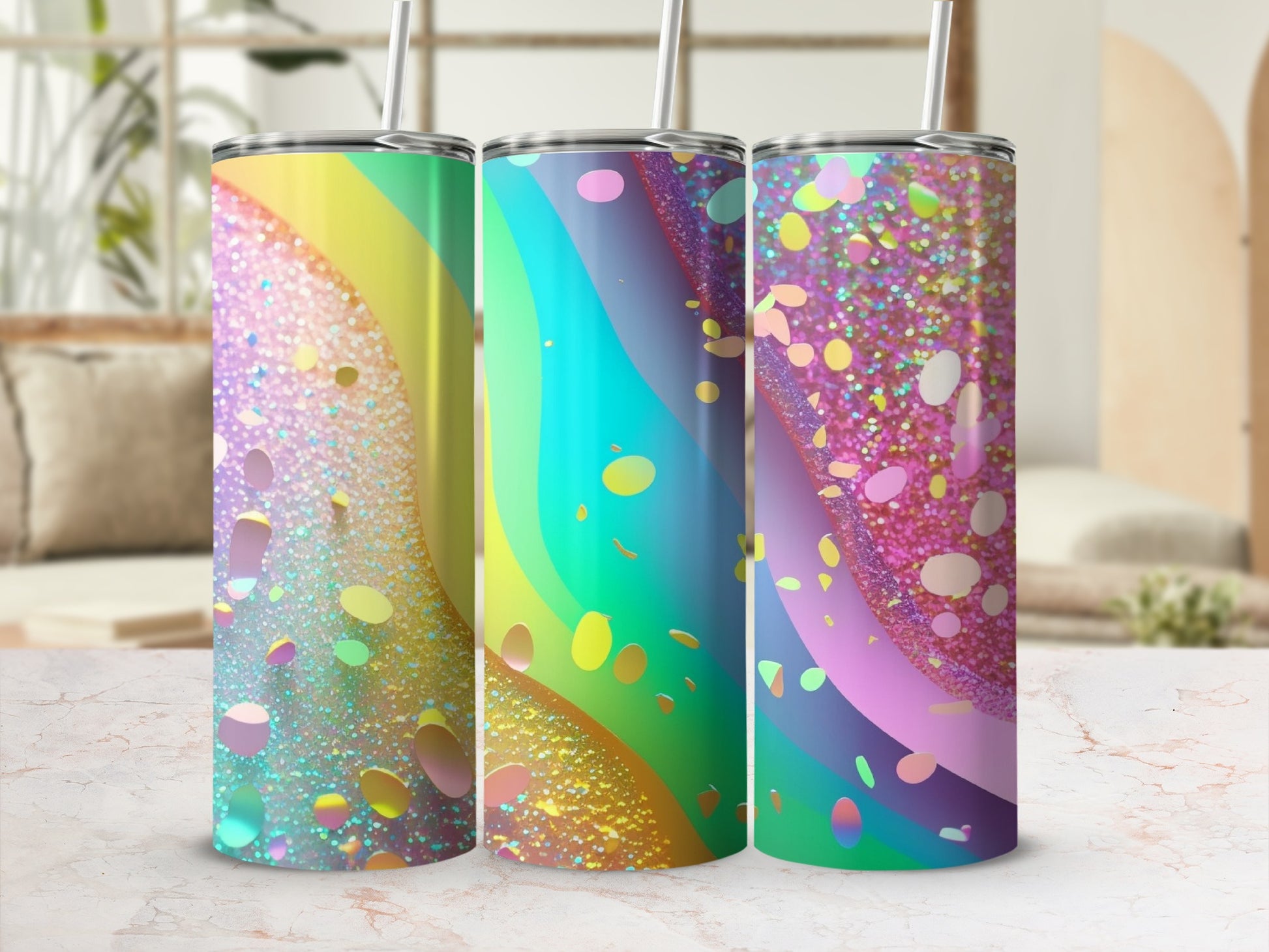 Rainbow Glitter Sparkle Confetti Vibrant Tumbler product type