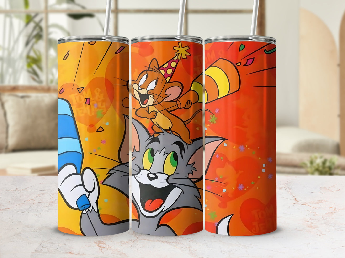 Tom and Jerry Celebratory Party Scene Tumbler