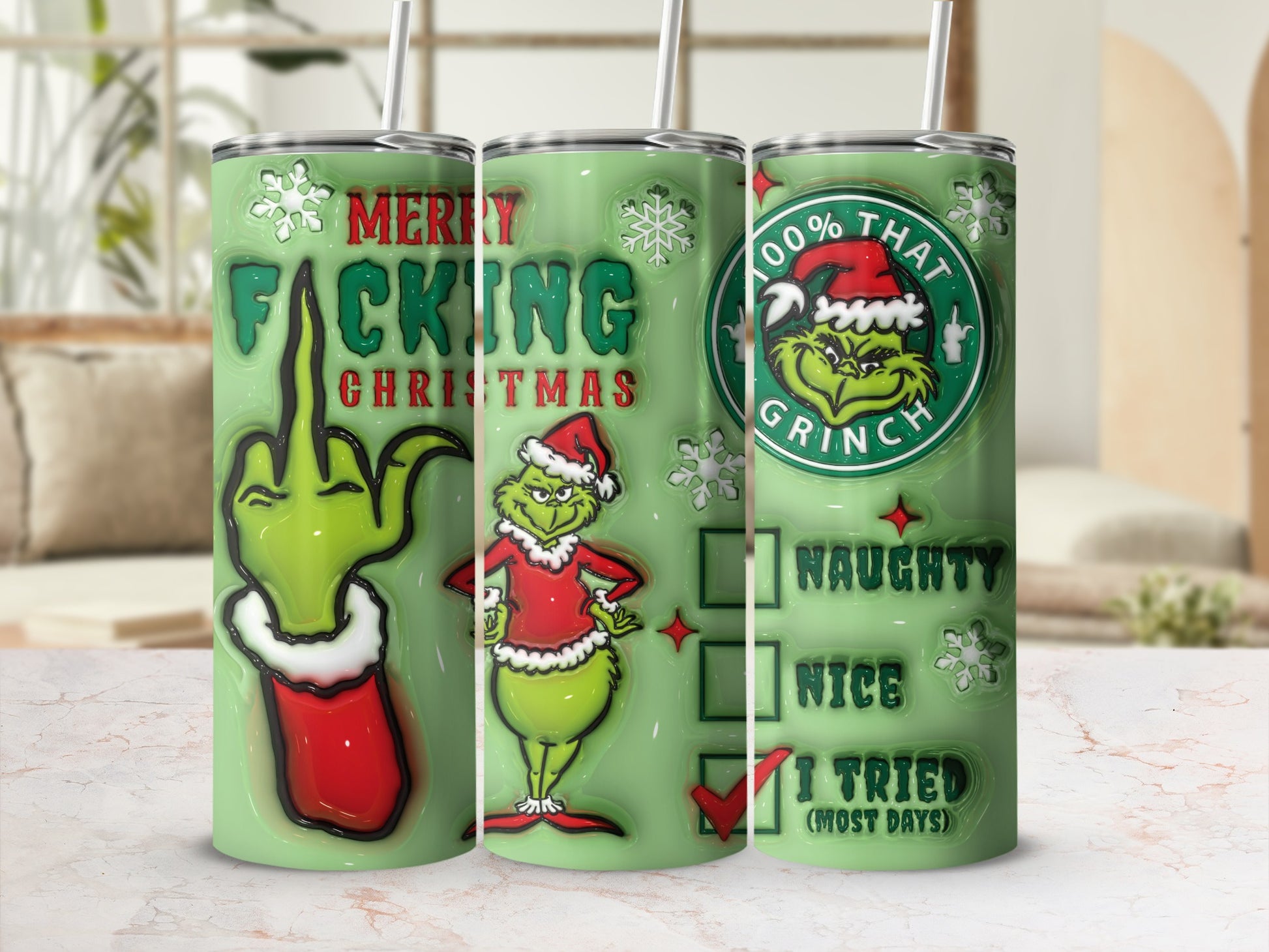 Merry F***ing Christmas Naughty Grinch Holiday Tumbler