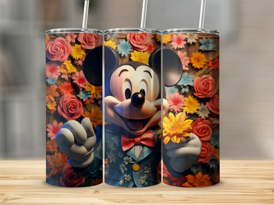Floral Mickey Mouse Design Colorful Tumbler