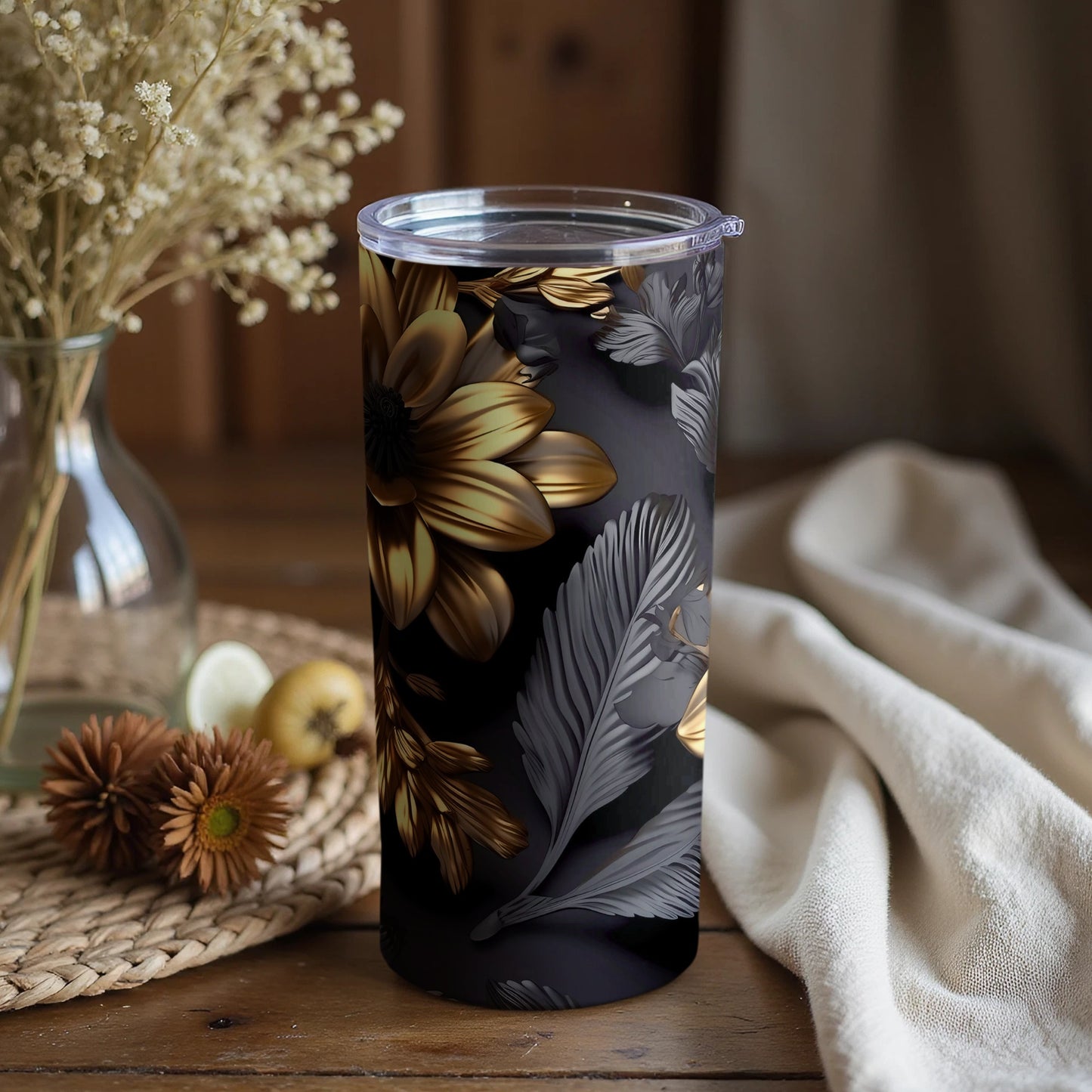 Elegant Floral Design Insulated Travel Tumbler Product