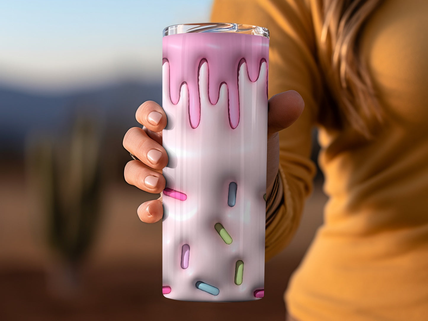 Dripping Candy Sprinkle Design Travel Tumbler