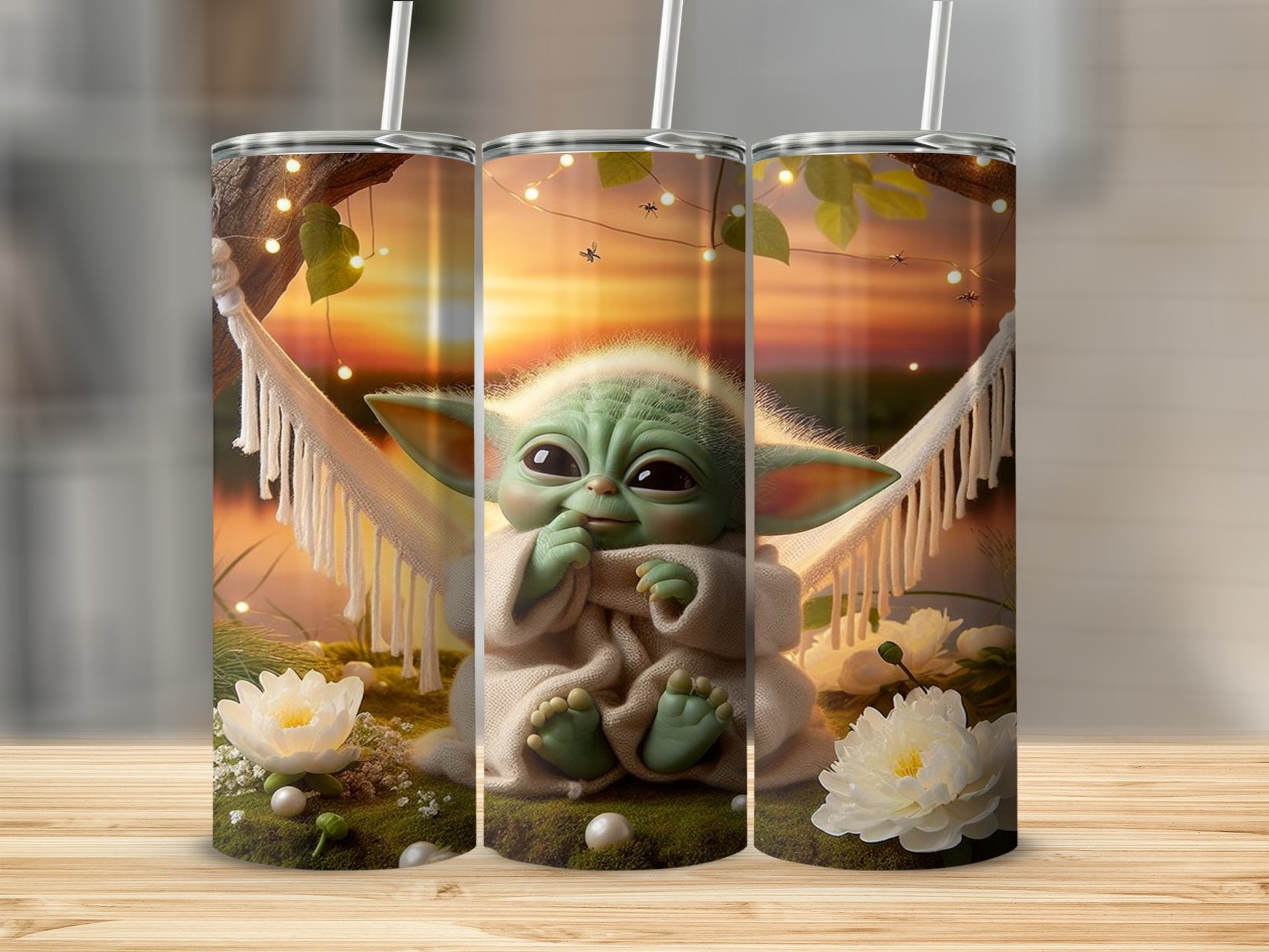 Baby Alien in Hammock Scenic Design Tumbler Cup