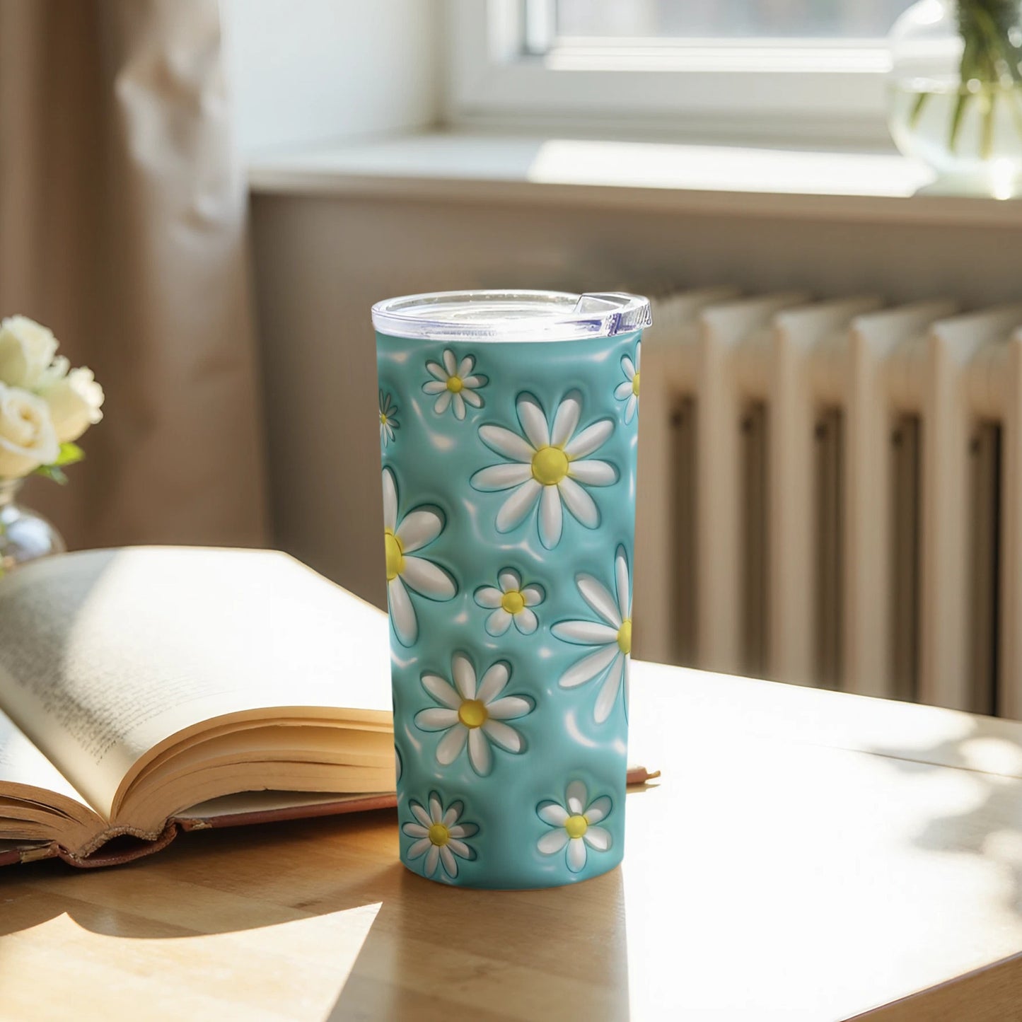 Vibrant Daisy Patterned Travel Mug for Everyday Use